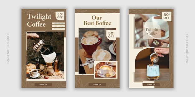 aesthetic cafe story template with coffee cup and flowers
