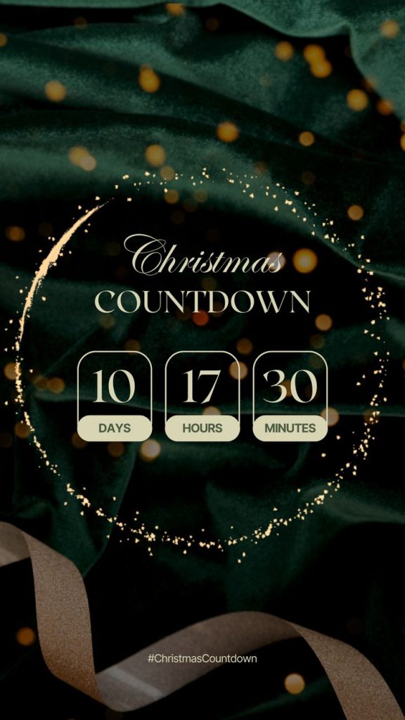 aesthetic christmas instagram story template Christmas countdown Instagram story template with gold numbers