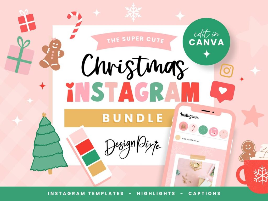 aesthetic christmas instagram story template gift wrapping Instagram story template pastel pink bows
