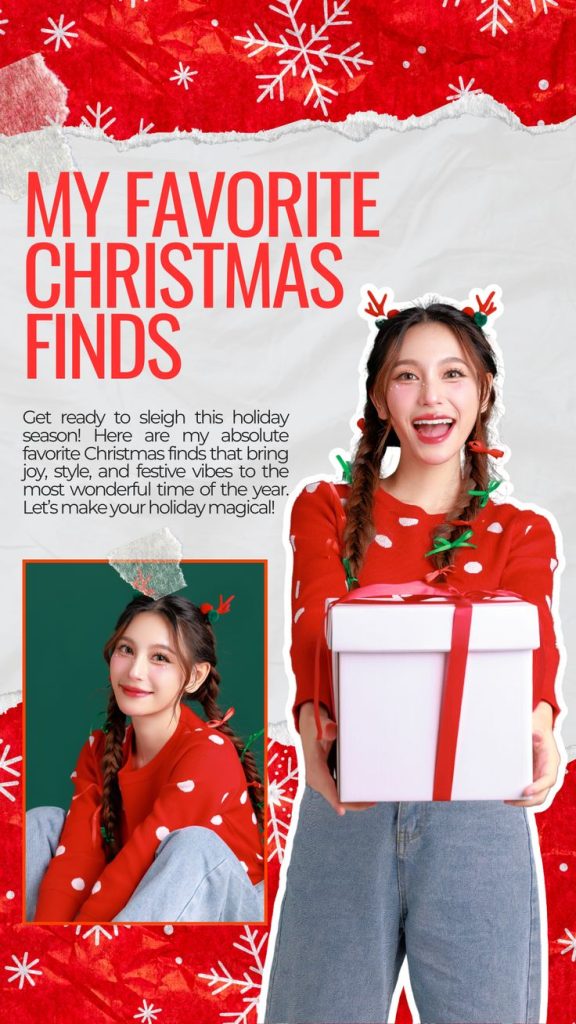 aesthetic christmas instagram story template holiday morning routine Instagram story template red white