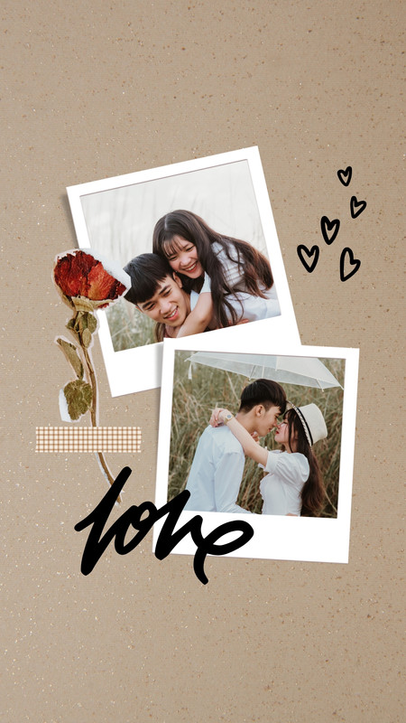 aesthetic couple collage story template heart shaped photo collage instagram story couple template