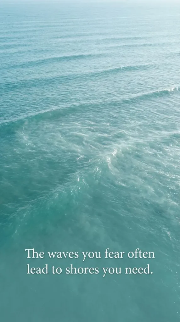 aesthetic deep quote story template Ocean Echoes template teal waves quote
