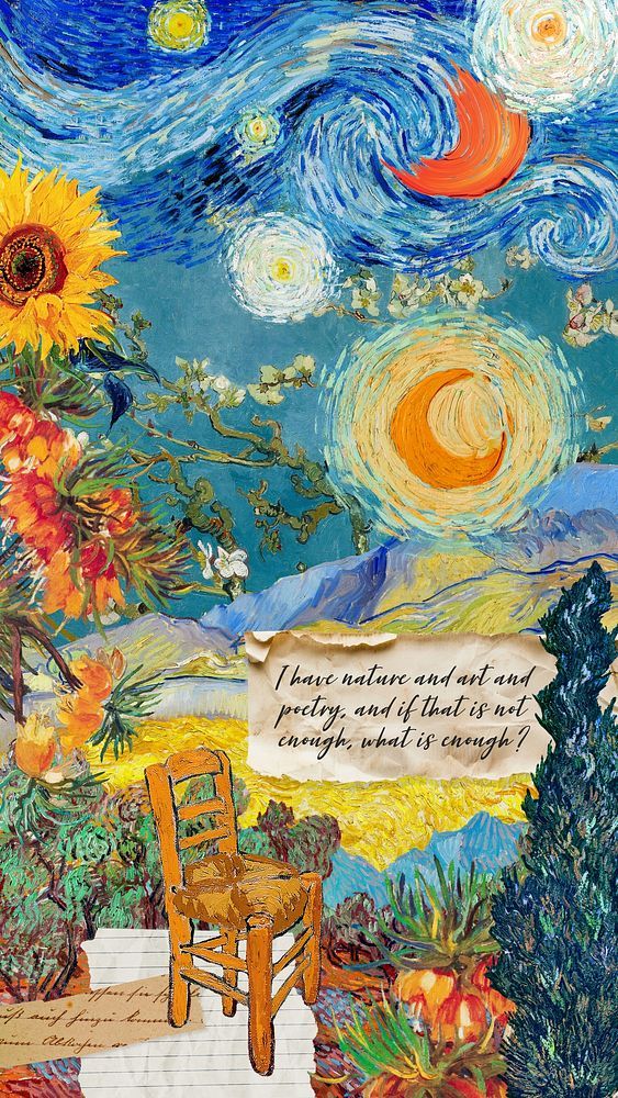 aesthetic deep quote story template Starry Night Thoughts template van Gogh swirls