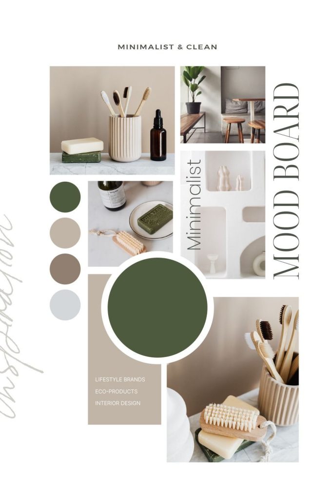 aesthetic design moodboard story minimal line art icons on a moodboard for design elements