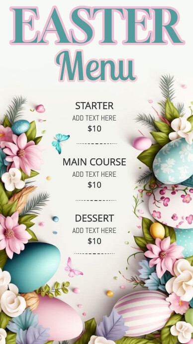 aesthetic easter story template Easter brunch menu Instagram story template pastel