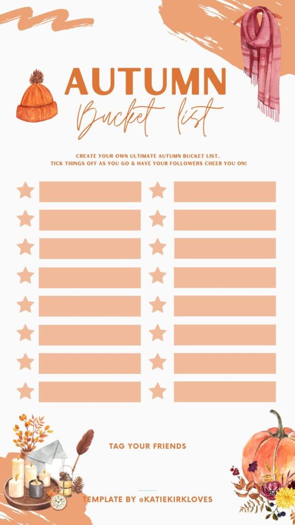 aesthetic fall instagram story template fall bucket list Instagram story template checklist