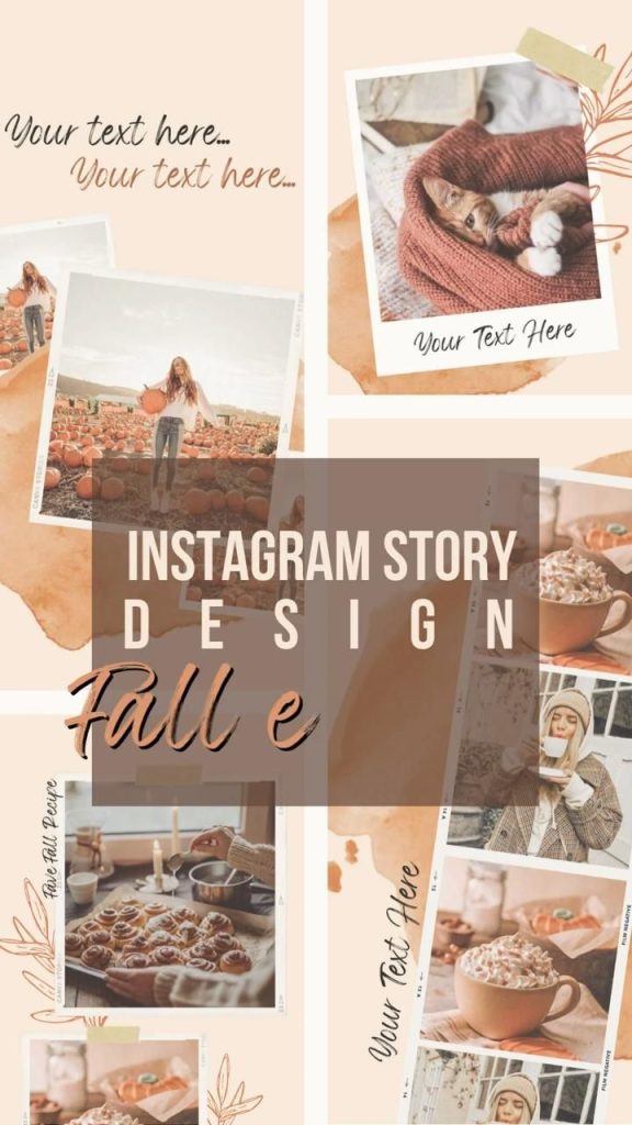 aesthetic fall instagram story template thanksgiving Instagram story template autumn leaves gratitude