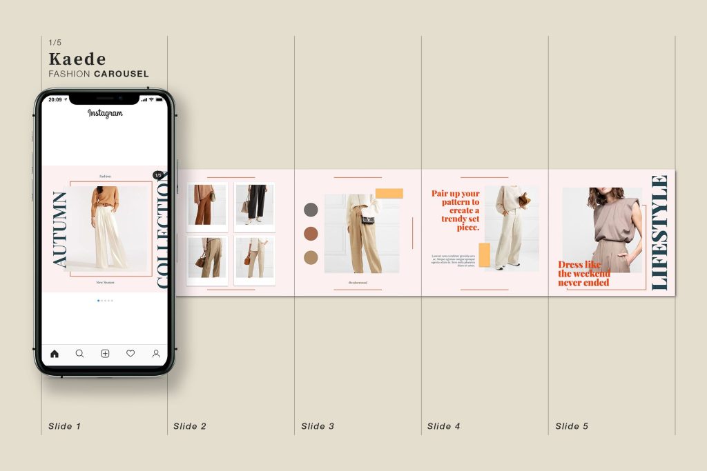 aesthetic fashion blogger story lookbook carousel story template fashion
