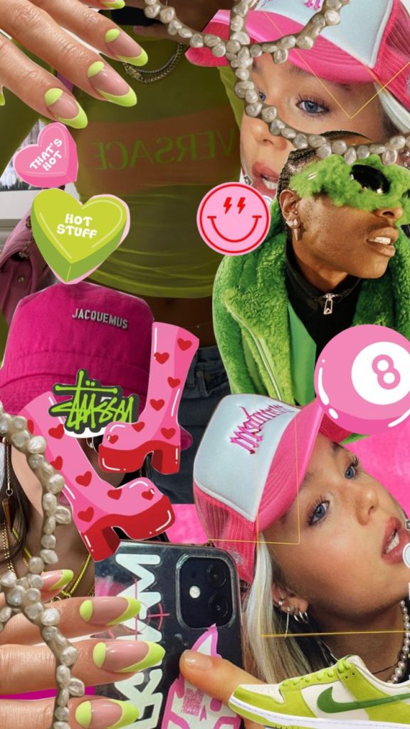 aesthetic fashion moodboard story Y2K fashion moodboard with butterfly tops and low-rise jeans