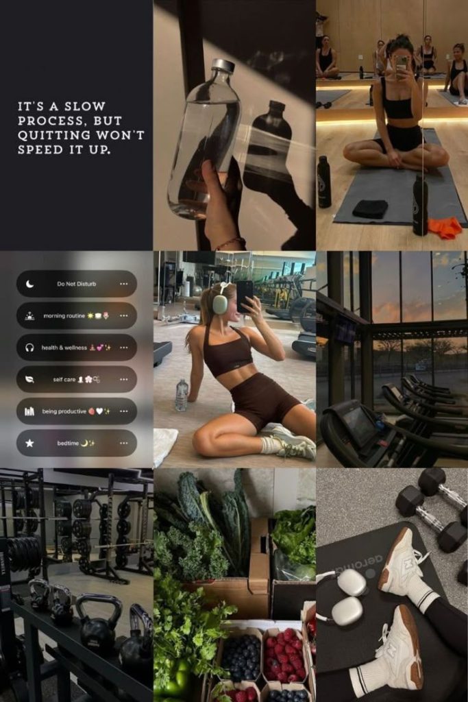 aesthetic fitness Instagram story template workout progress tracker minimal beige