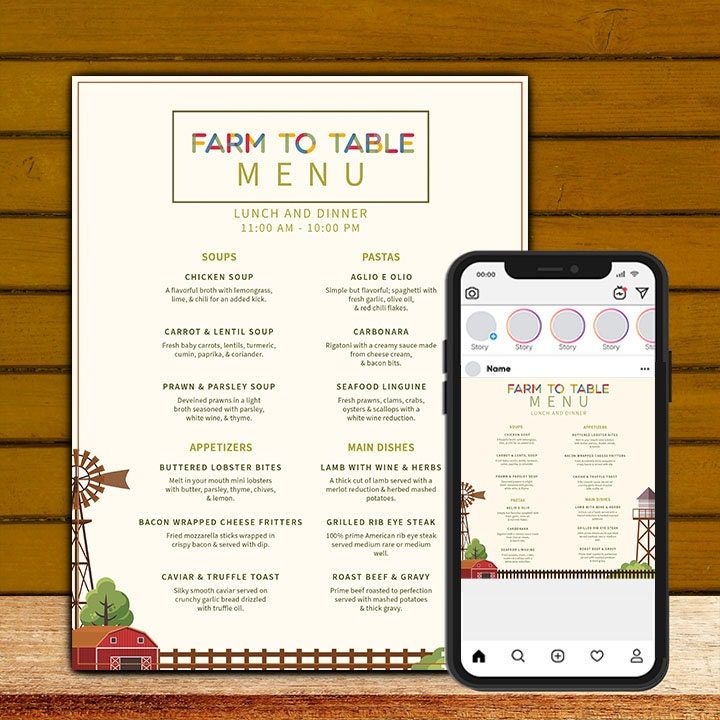 aesthetic food blogger story farm to table template