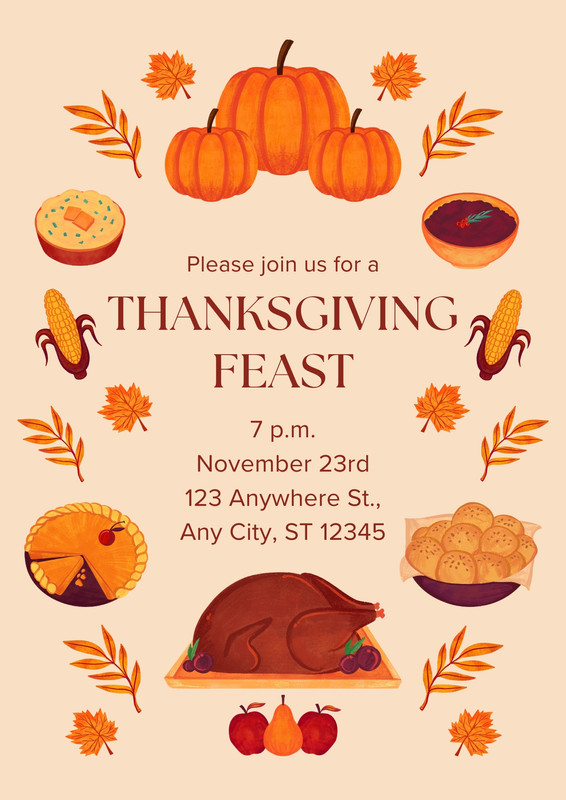 aesthetic food photo story template aesthetic Thanksgiving feast Instagram story template with turkey and fall colors