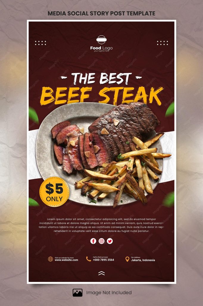 aesthetic food promo story template dark moody food promo story template dramatic lighting steak