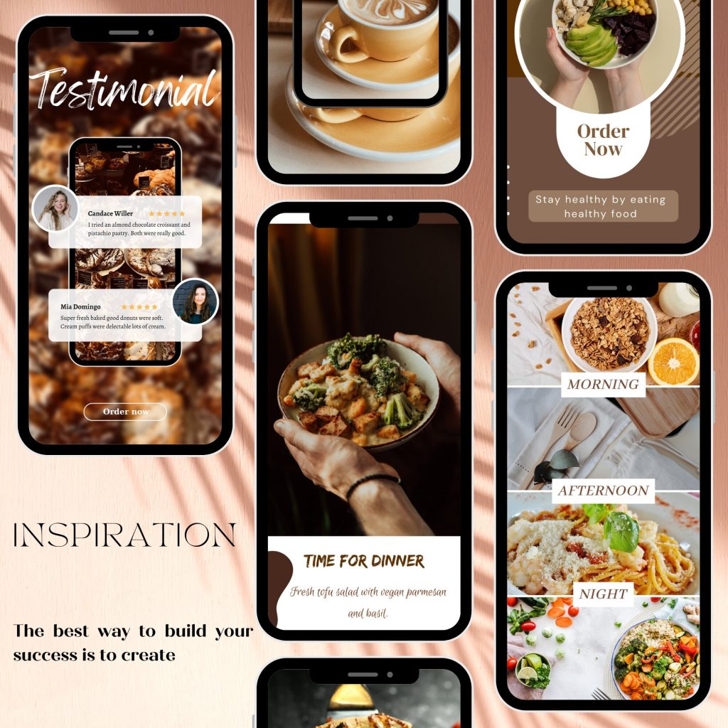 aesthetic food story template elegant gold food Instagram story template
