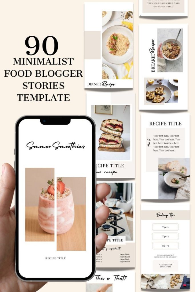 aesthetic food story template minimalist food Instagram story template mockup