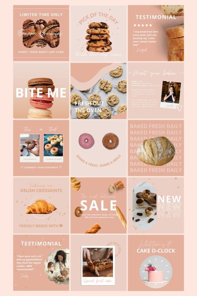 aesthetic food story template pastel pink food Instagram story template
