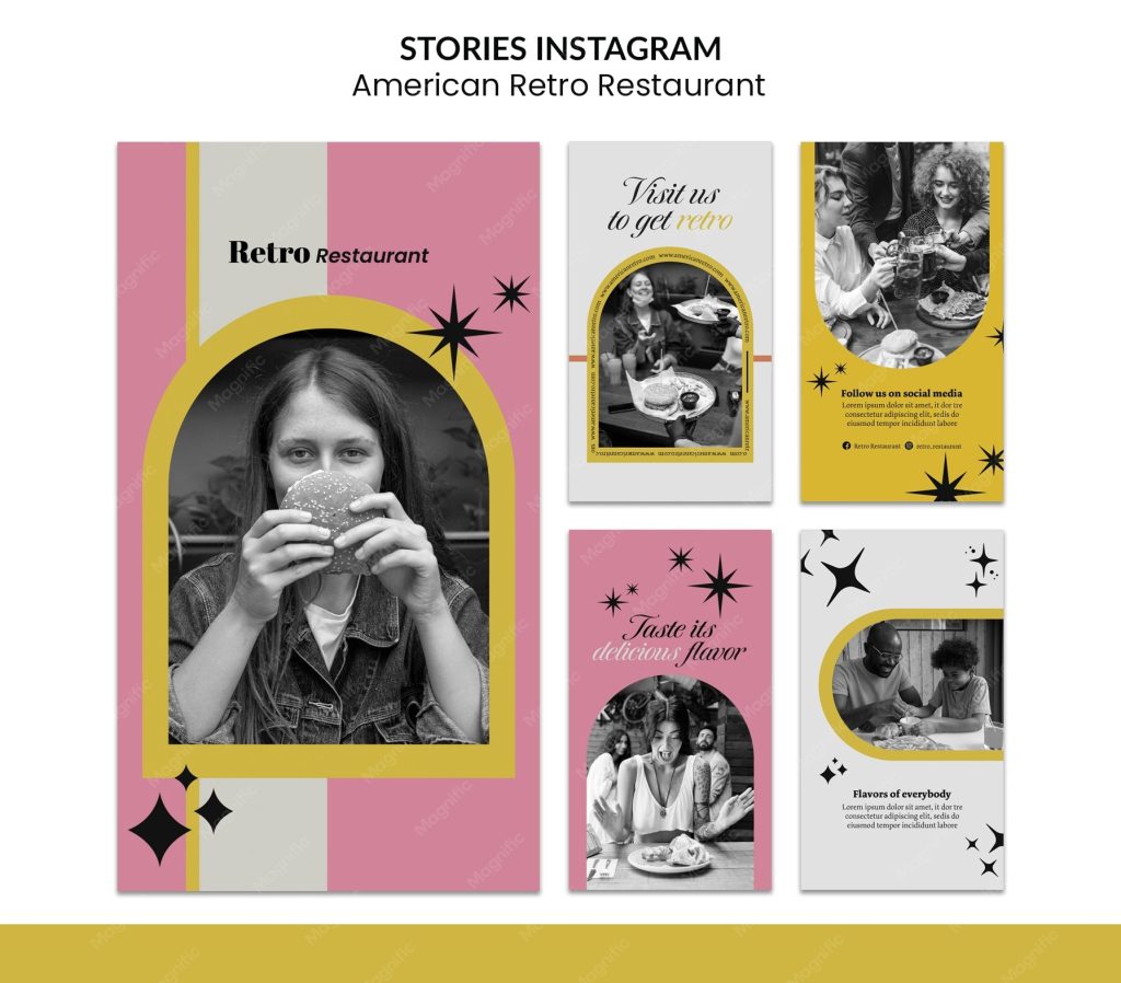 aesthetic food story template retro 80s food Instagram story template