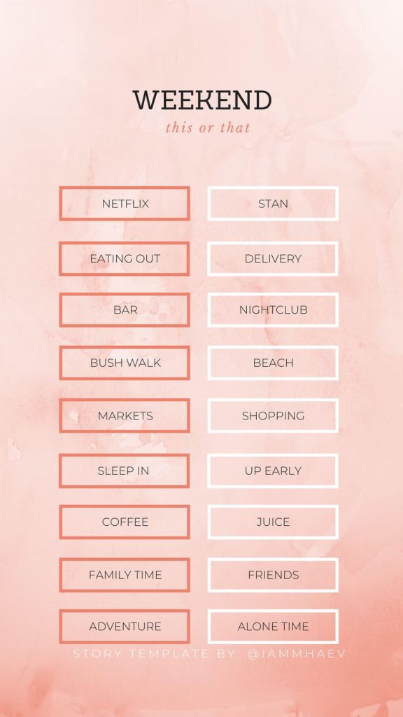 aesthetic friday story template weekend goals story template aesthetic friday