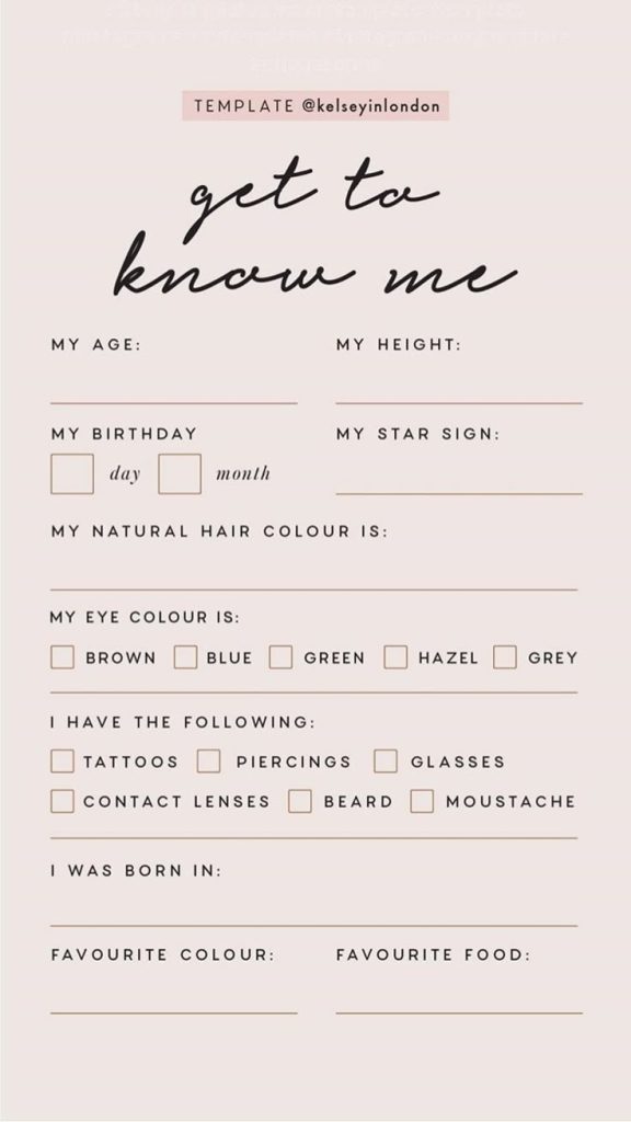 aesthetic get to know me story aesthetic fun facts instagram story template