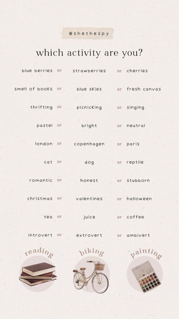 aesthetic get to know me story aesthetic this or that instagram story template