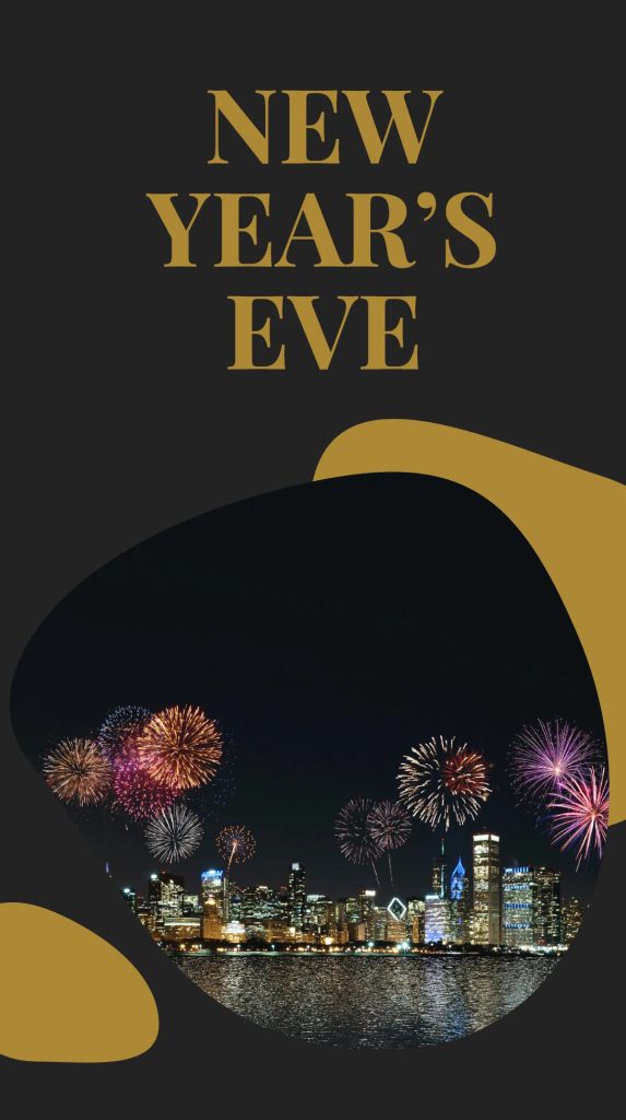 aesthetic holiday story template New Year sparkle gold glitter countdown