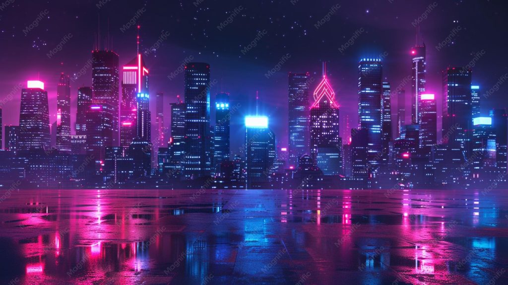 aesthetic ig story background neon cityscape background night skyline pink blue lights
