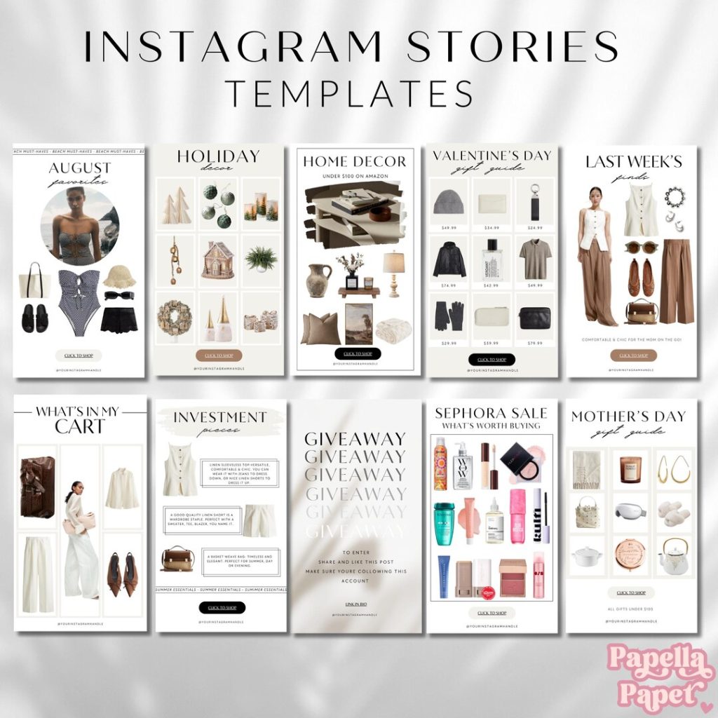 aesthetic influencer story template aesthetic OOTD Instagram story template with three outfit photos