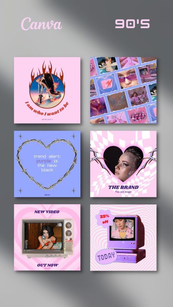 aesthetic insta story template retro Y2K aesthetic Instagram story template with metallic textures and futuristic fonts