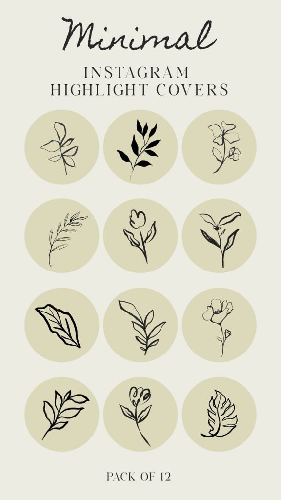 aesthetic instagram highlight template botanical leaf Instagram highlight cover icons