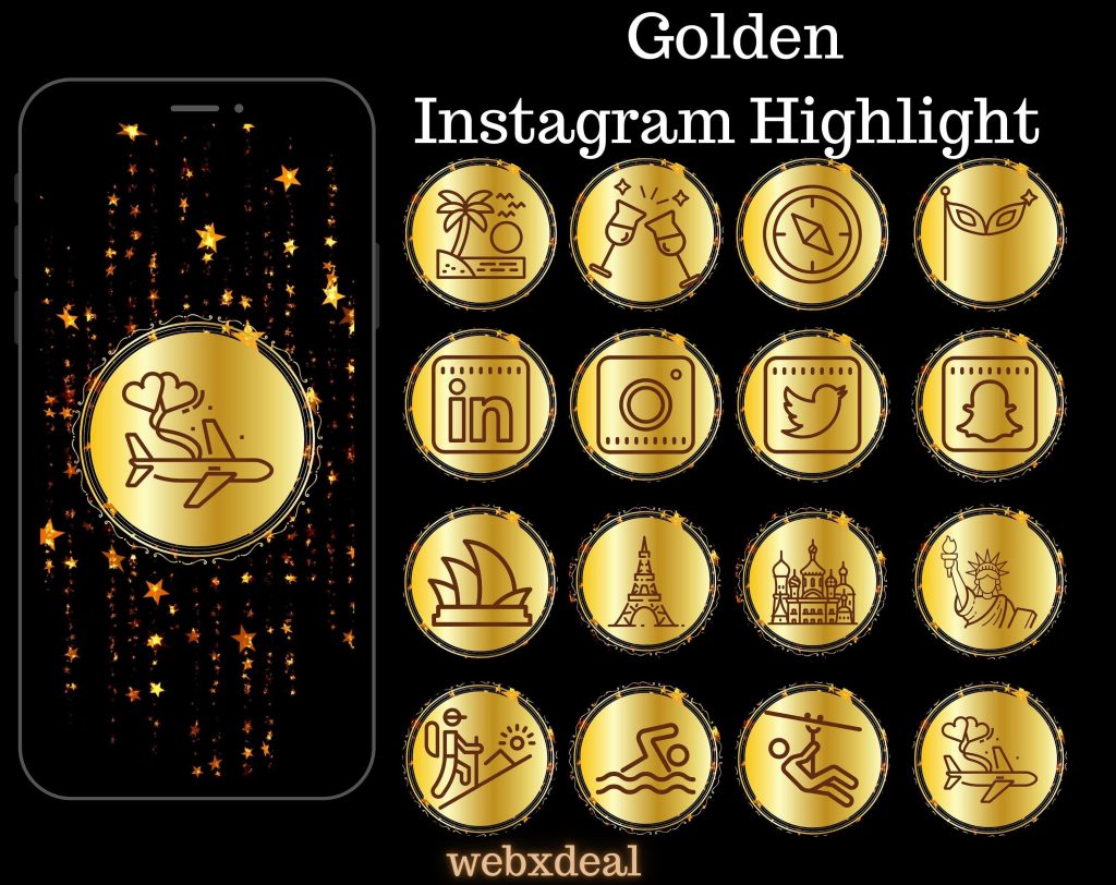 aesthetic instagram highlight template gold foil Instagram highlight cover icons
