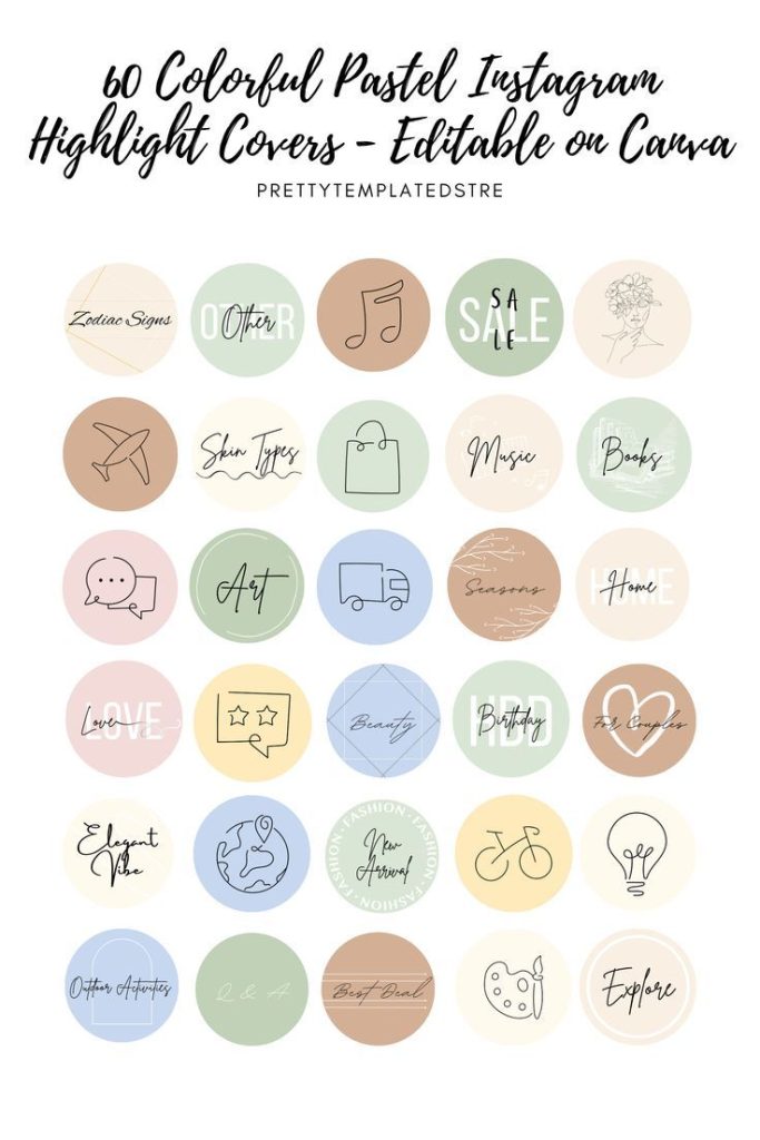 aesthetic instagram highlight template pastel gradient Instagram highlight cover icons