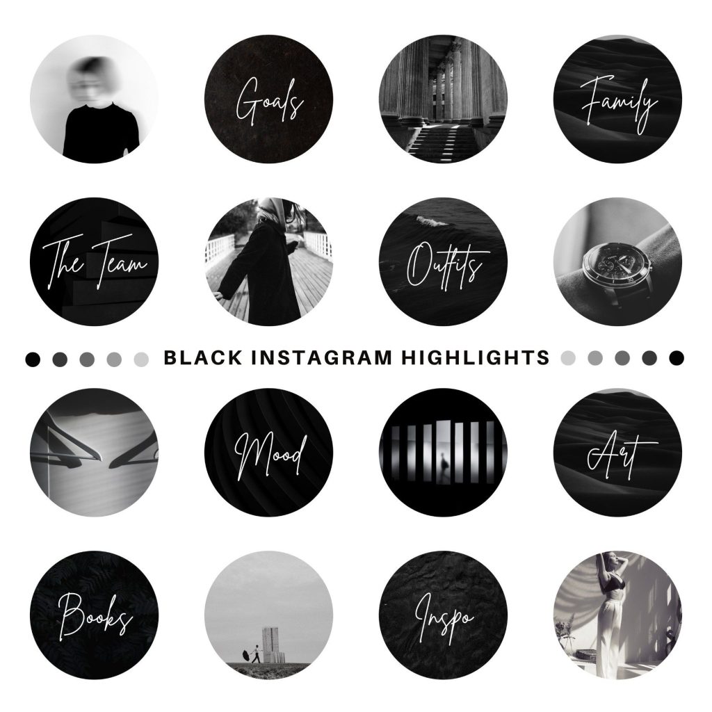aesthetic instagram highlight template set of monochrome minimalist Instagram highlight cover icons