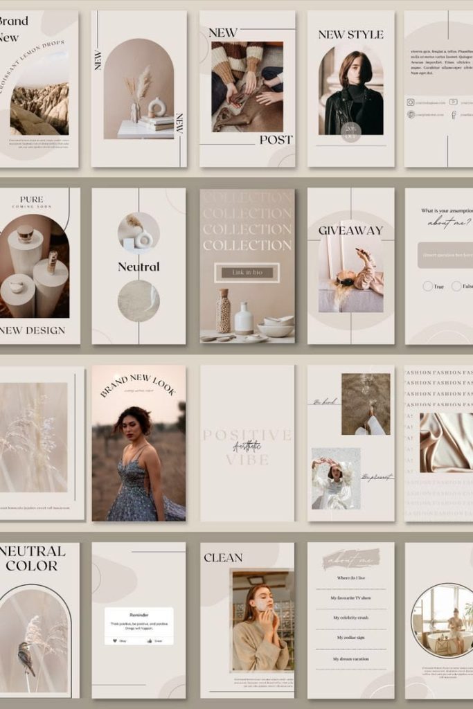 aesthetic instagram story template for boys minimalist Instagram story template for men with clean grid and neutral tones