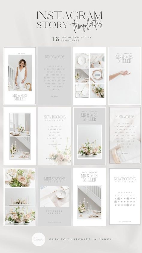 aesthetic instagram story template for photographers photographer instagram story template minimal grid preview