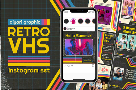 aesthetic instagram story video template retro VHS Instagram story video template with tracking lines and static noise