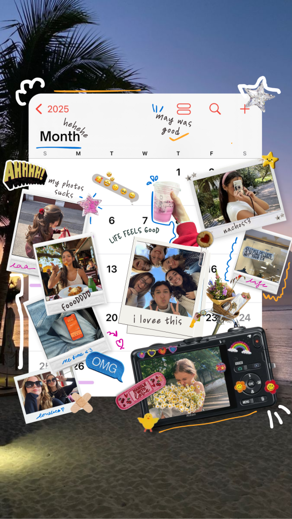 aesthetic lifestyle blogger story aesthetic weekly recap story template with calendar and polaroid pictures