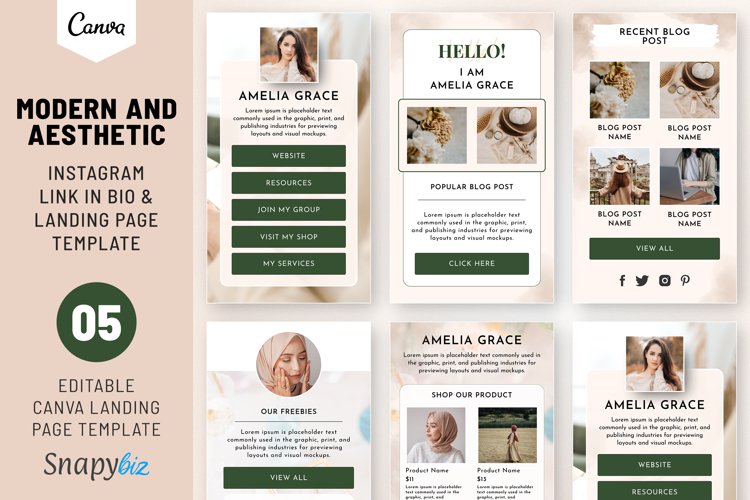 aesthetic link in bio story template Modern grid layout link in bio Instagram story template with geometric shapes and pastel colors