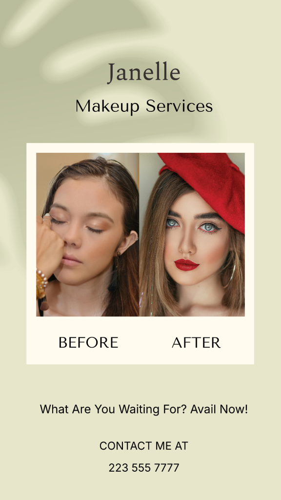aesthetic makeup artist story template before and after makeup collage Instagram story template