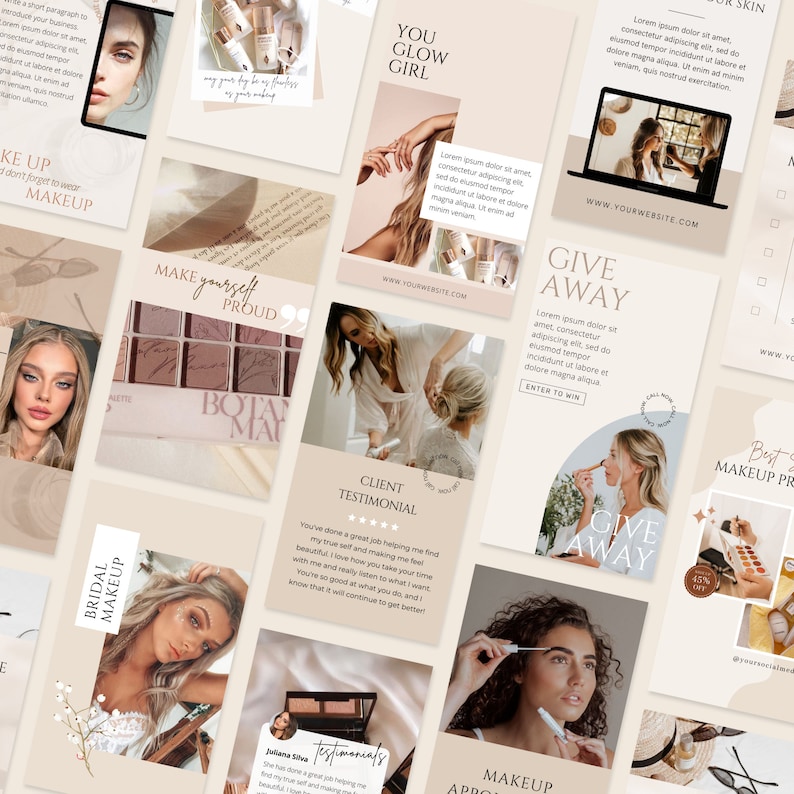 aesthetic makeup artist story template client testimonial Instagram story template makeup artist