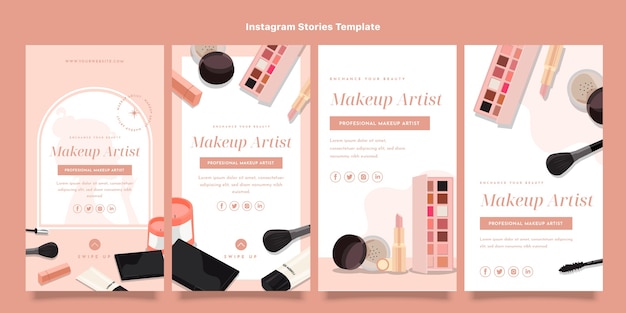 aesthetic makeup artist story template flat lay makeup product Instagram story template