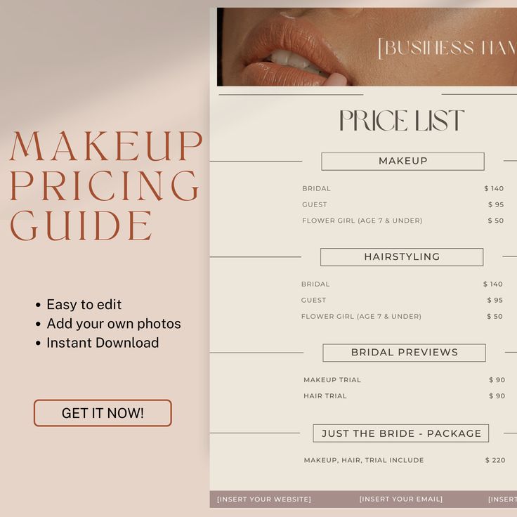 aesthetic makeup artist story template makeup artist price list Instagram story template