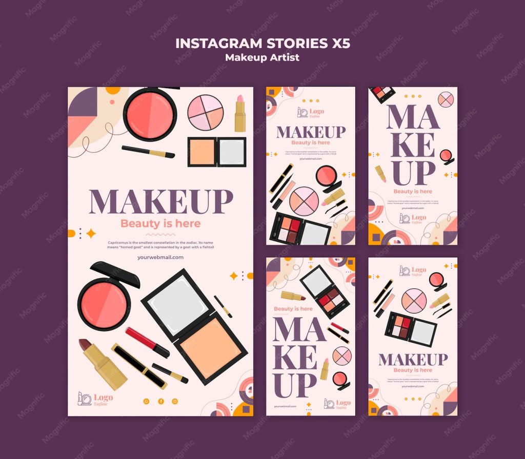 aesthetic makeup artist story template makeup palette swatch Instagram story template