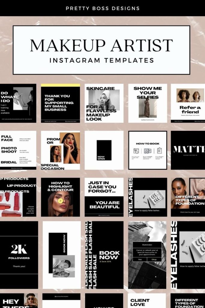 aesthetic makeup artist story template makeup tutorial step by step Instagram story template