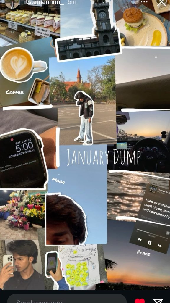 aesthetic monthly dump story template aesthetic polaroid collage Instagram story template with white borders and scattered photos