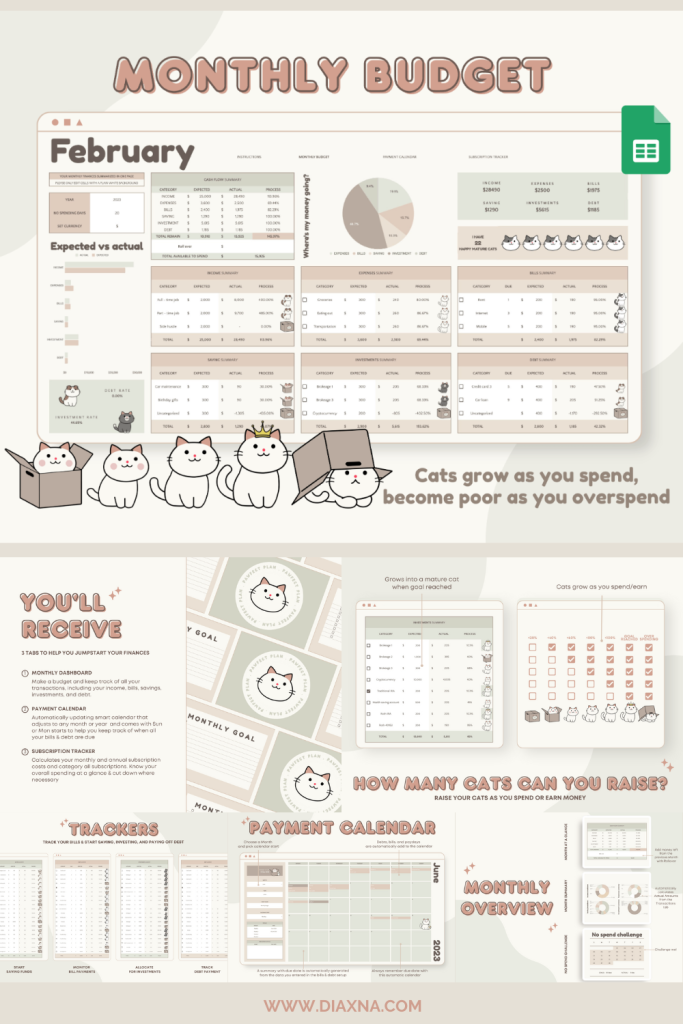 aesthetic monthly planner story template aesthetic budget planner story template with pie chart and muted green colors