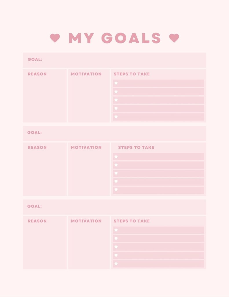 aesthetic monthly planner story template aesthetic goal setting grid story template with checkboxes and milestone sections