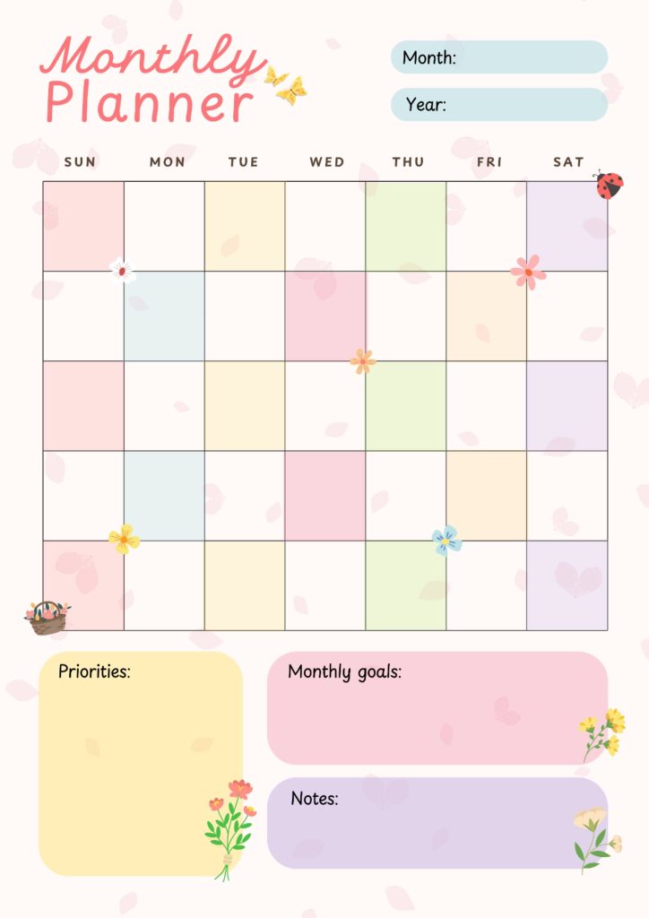 aesthetic monthly planner story template aesthetic gratitude log story template with floral accents and lined prompts
