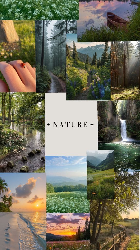 aesthetic moodboard story template nature-inspired moodboard Instagram story template with leaves and wood texture