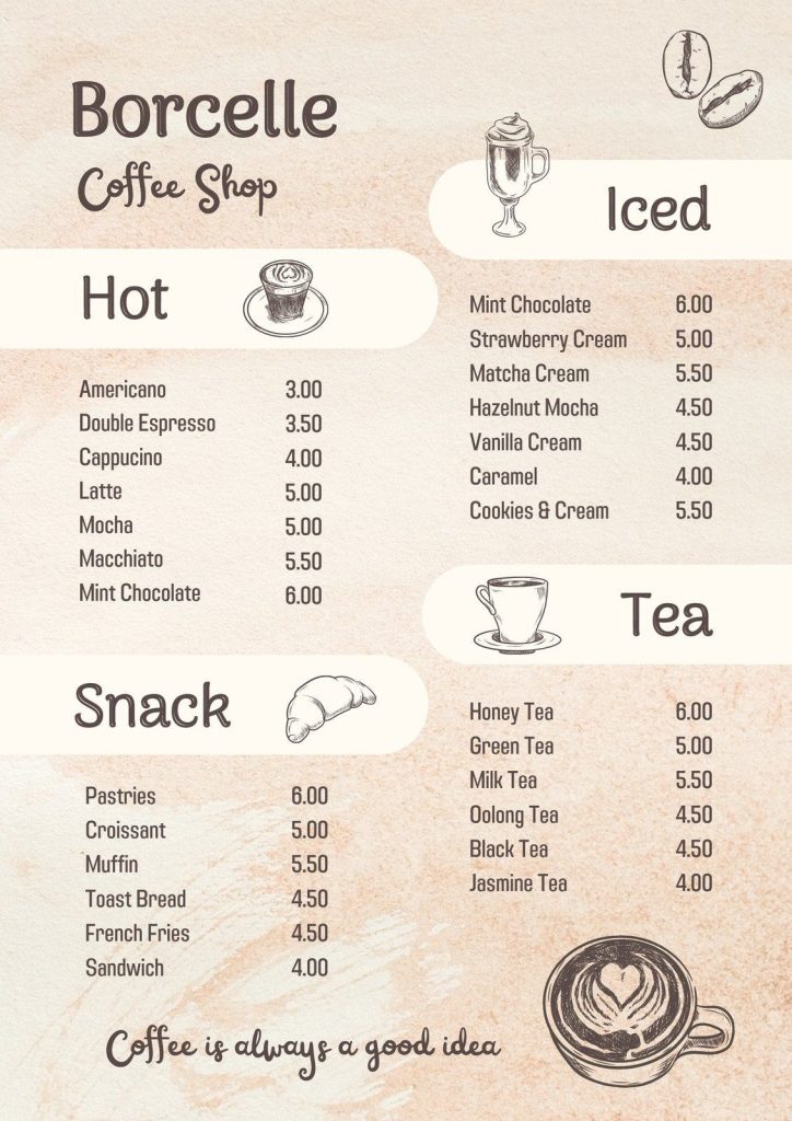 aesthetic new menu story template cafe menu story template Instagram coffee shop cozy beige background