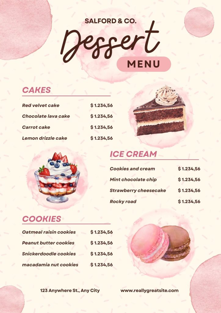 aesthetic new menu story template dessert menu story template Instagram pink aesthetic scalloped edges